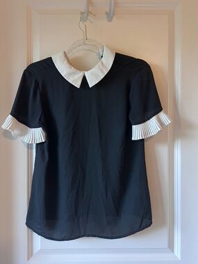 Black and white collared blouse